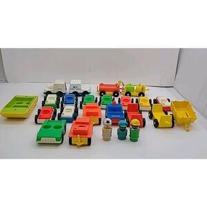 Lot Of 26 Vintage Little People Cars Race Cars Vehicles Trailers Boat Figures